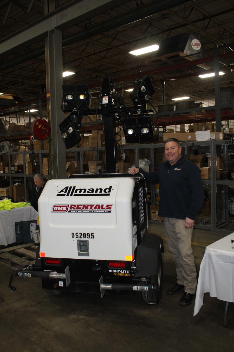 Tom Martin, territory sales manager of Allmand in Holdredge, Neb., brought a selection from Allmand’s extensive line of light towers and power systems.