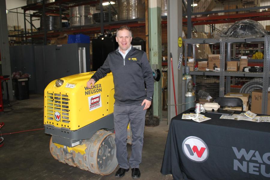 Justin Batty, central region sales manager of Wacker Neuson in Menomonee Falls, Wis., was happy to talk with customers about Wacker Neuson’s paving equipment line.