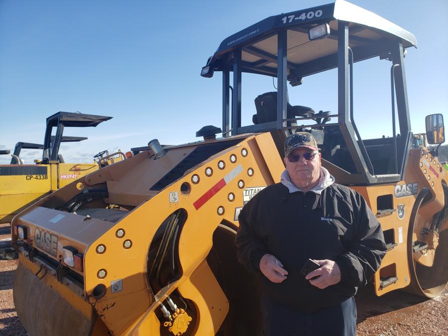 Bruce Lotzer of Schug Excavating and Trucking hoped to place the winning bid on this Case DV210 roller.
