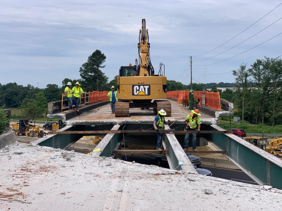 Crews from C.W. Matthews, which is engaged in GDOT’s $111 million I-85 widening, Phase 2 project that is taking place in the area, noticed damaged concrete and immediately informed GDOT officials, which led to the emergency repairs in March.