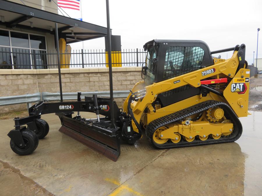 This Cat 259 D3 tracked skid steer with a GB124 grader blade attachment was one of the machines being demonstrated at Fabick Cat’s Season Opener.
