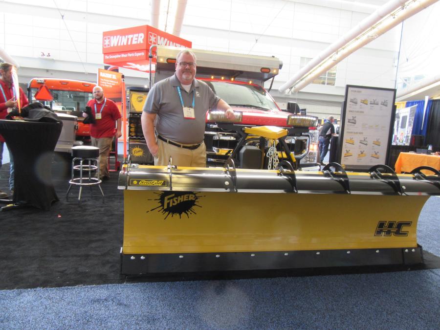 Fisher Plow’s Doug Clark — with the Fisher SnoFoil — spoke with attendees about the company’s lineup of snow and ice maintenance products.
