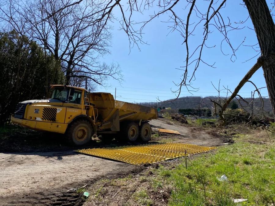 Construction equipment and vehicles are lined up and ready for the start of a planned four year project at the 308 interchange off Interstate 80 in East Stroudsburg. (Maria Francis/Pocono Record photo)