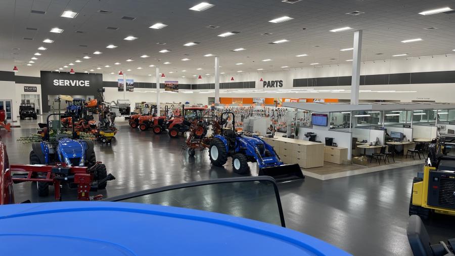 The new building is more than 200,000 sq. ft and features a much larger showroom to display equipment inside, a service lobby that opens into the showroom and a parts bin area which can accommodate three levels.