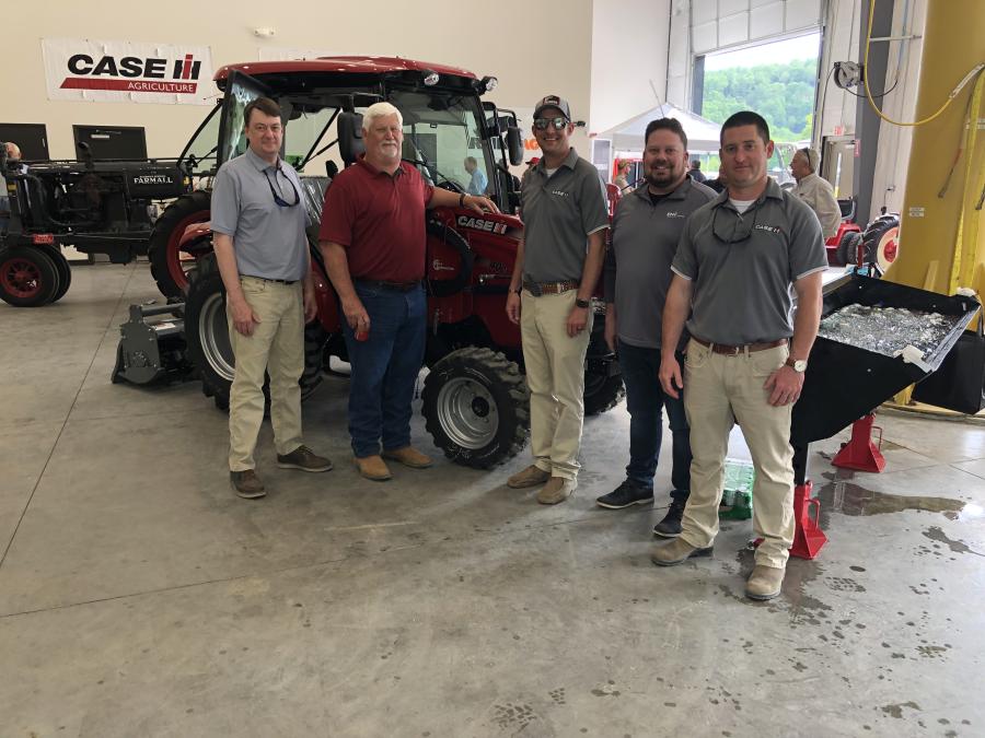 Hills Machinery also represents Case IH farm tractors. (L-R) are Adam Hills and Jack Ames, both of Hills Machinery; and Andrew Barczewski, Gary Jeffson and John Baggett all of Case IH. 
(CEG photo)