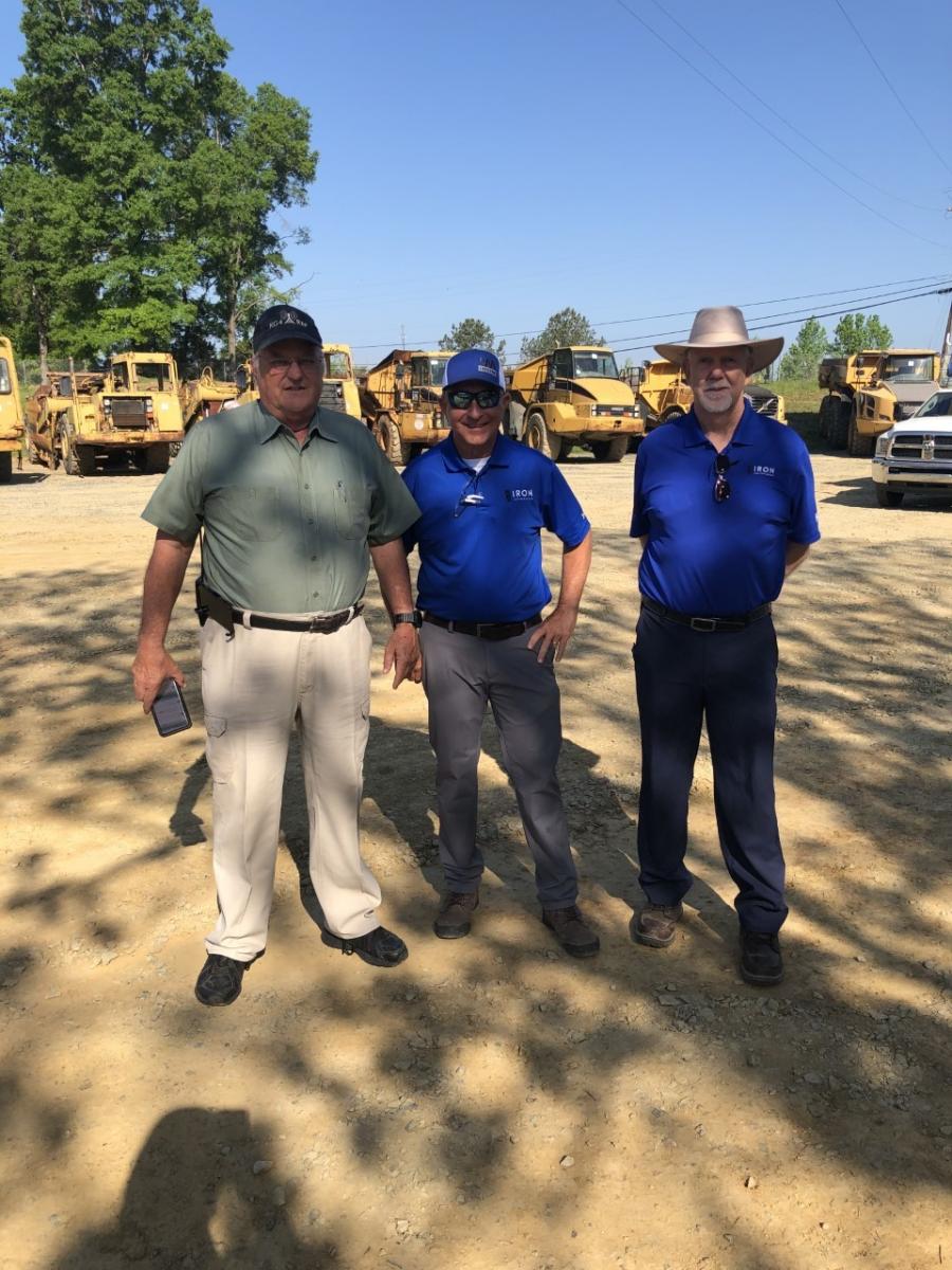 (L-R) are Bobby Puryear, P&S Construction in Lexington, S.C.; and Ross McMillan and Richard Wood, both of Iron Auction Group.
(CEG photo)