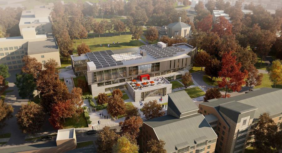 This rendering shows the new Health Sciences Center of St. John's University, to be built on the Queens campus. (Courtesy of St. John's University)