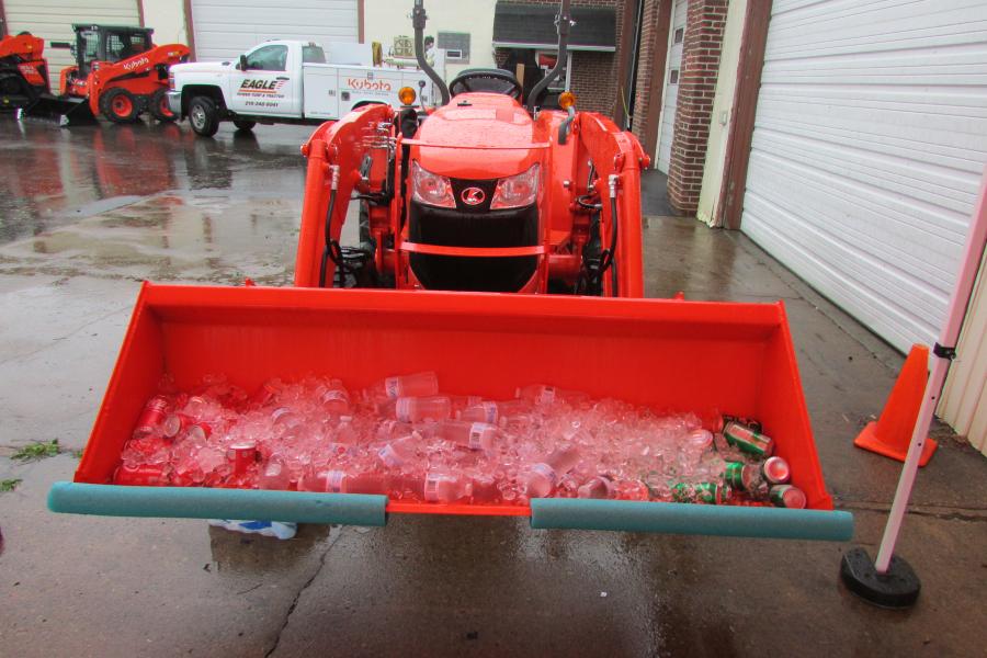 The bucket of a Kubota tractor made perfect sense to use as a “cooler” during the customer appreciation day.
(CEG photo)