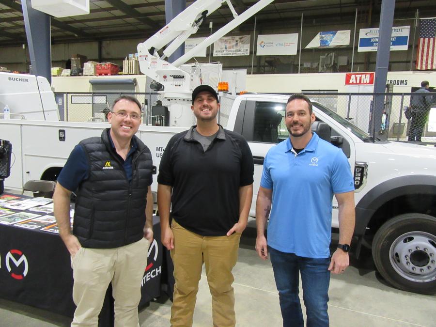(L-R): Axion Lift’s Martin Armayor joined Don Houck and Evan Tierney, both of MTech, to present the company’s lineup of sewer maintenance trucks and equipment, vacuum trucks, street sweepers and service truck bodies and cranes.
(CEG photo)