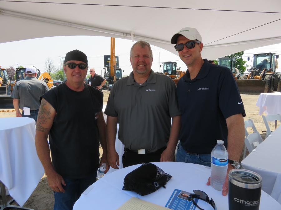 (L-R): Steve Chambers of Chambers Excavating discusses the used equipment at the open house with Mike Garrard, used equipment manager of McCann Industries, and Jim McCann, CEO of McCann Industries.
(CEG photo)