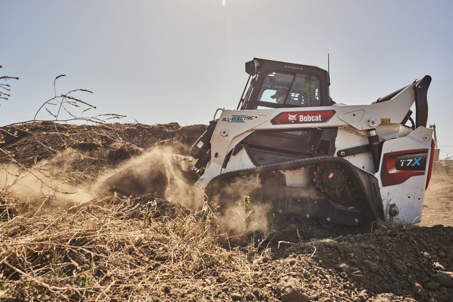 The Bobcat T7X, an all-electric compact track loader, is the first machine of its kind to eliminate all hydraulic components, emissions and reduced vibrations.