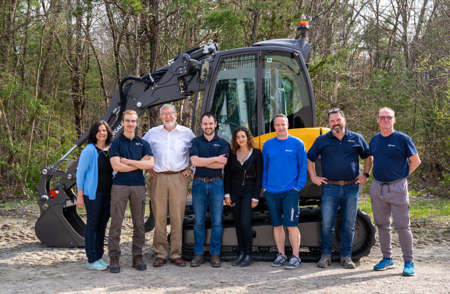 Mecalac North America’s sales and service teams continue to grow as the company celebrates five years in the United States and Canada. Team members pictured include (L-R) Gina Mazzotta, Vincent Talotta, Peter Bigwood, Adrien Thomas, Sarah Brixi, Greg Bouvier, Geoffrey Andrews and Mike Shireman.