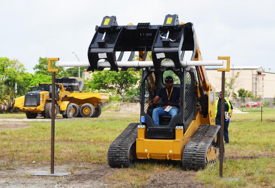 Ernesto Rodriguez of Westwind Contracting, based in Pembroke Park, Fla., looked to have some great machine control in his run at the compact track loader event.
(CEG photo)