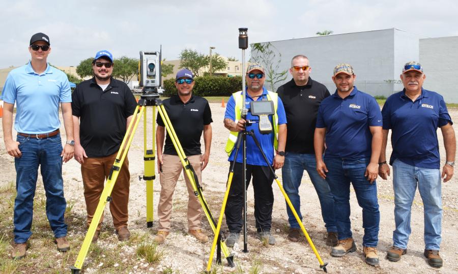 (L-R): Lots of high-tech support and hands-on product demonstrations at the event from  Mike Kennedy, Ben Caskey and Jorge Colini of Trimble; and Archie Justiniano, Scott Field, Orlin Javarrete and Juan Carlos Rosales of SITECH. 
(CEG photo)