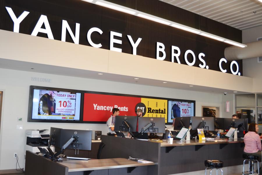 The showroom and rental counter area incorporates a bit of Yancey nostalgic styling with the neon look signage.
(CEG photo) 