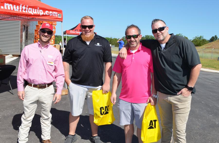 Having a great time at the Grand Opening event (L-R) are Andrew Harding, Yancey Bros. Co.; Mike Carter and Chad Turkett, both of Water Removal Services, Cumming, Ga.; and Todd Meeks, Yancey Bros. Co.
(CEG photo)