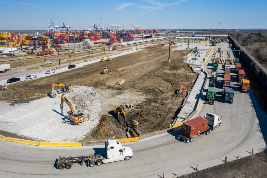 McCarthy Building Companies has undertaken an $86 million 
project for the expansion of the Bayport Wharf 6 at Port Houston and a $14 million project for rehabilitation of Container Yard 3N at Barbours Cut Terminal.
(Port Houston Blog photo)