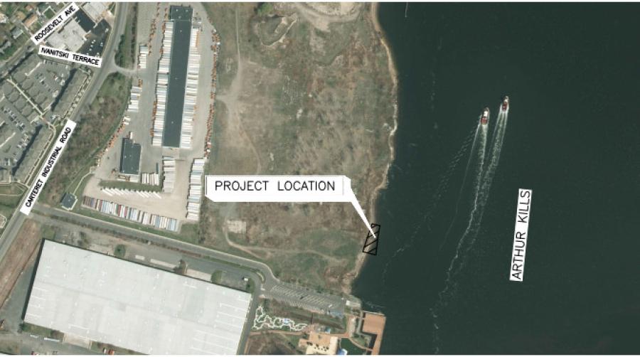 The borough of Carteret has awarded a bid to Agate Construction for bulkhead installation along the Arthur Kill River — the first phase of the Carteret Ferry Terminal. (Map courtesy of the borough of Carteret)