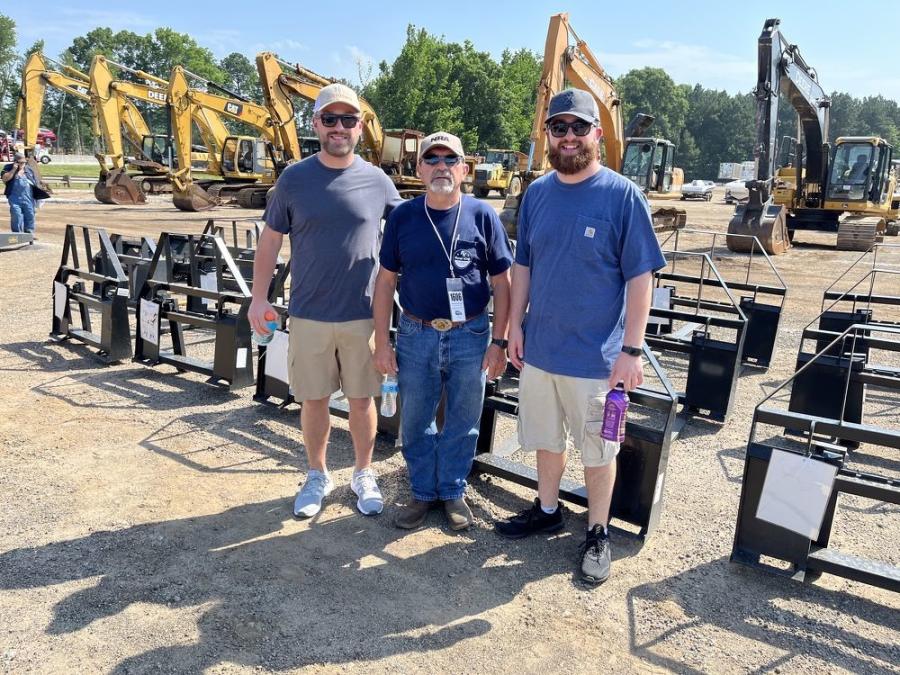 (L-R): Hunter, Joe and Bryce Wilbert of Wilbert Grading in Iva, S.C., needed a few attachments for the compact track loaders.
(CEG photo)