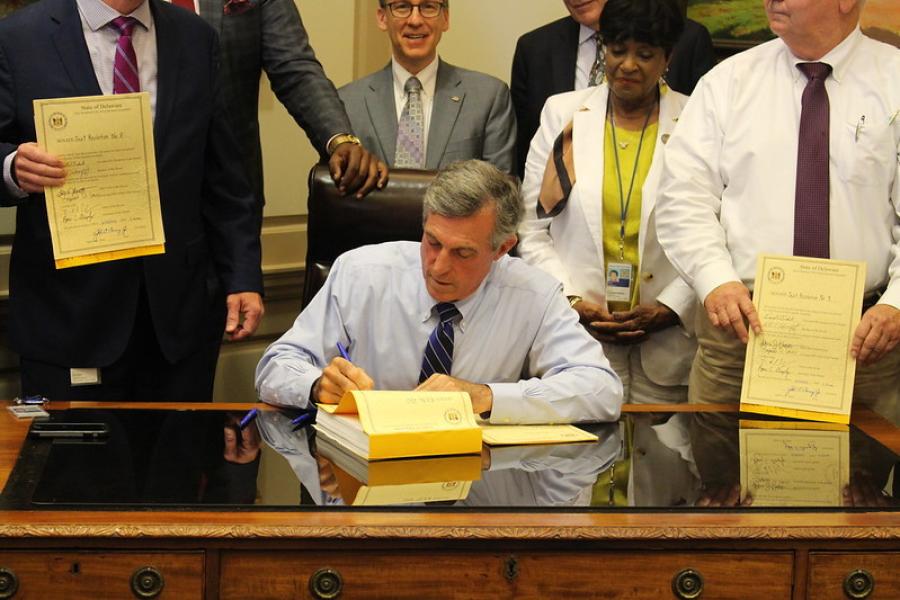 Gov. John Carney signed the Fiscal Year 2023 operating budget for the state of Delaware on June 28. (Photo courtesy of the Office of the Governor)