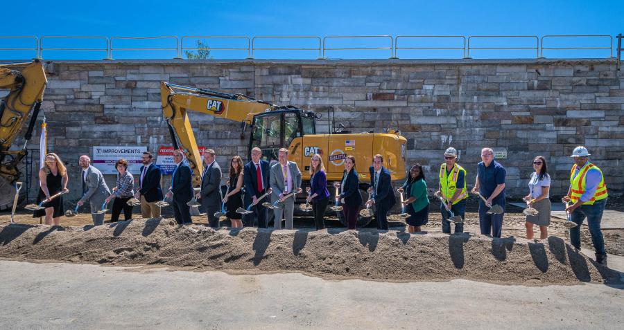 MassDOT, the MBTA, local elected leaders, community partners and others joined together to celebrate a groundbreaking for upcoming improvements at Winchester Center station. (Photo courtesy of Massachusetts Bay Transportation Authority)