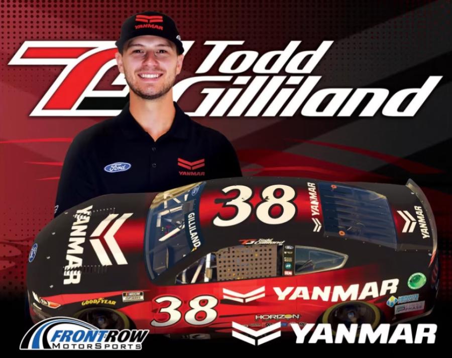 Yanmar is primary sponsor of the Todd Gilliland No.38 NASCAR Cup Series Ford Mustang.