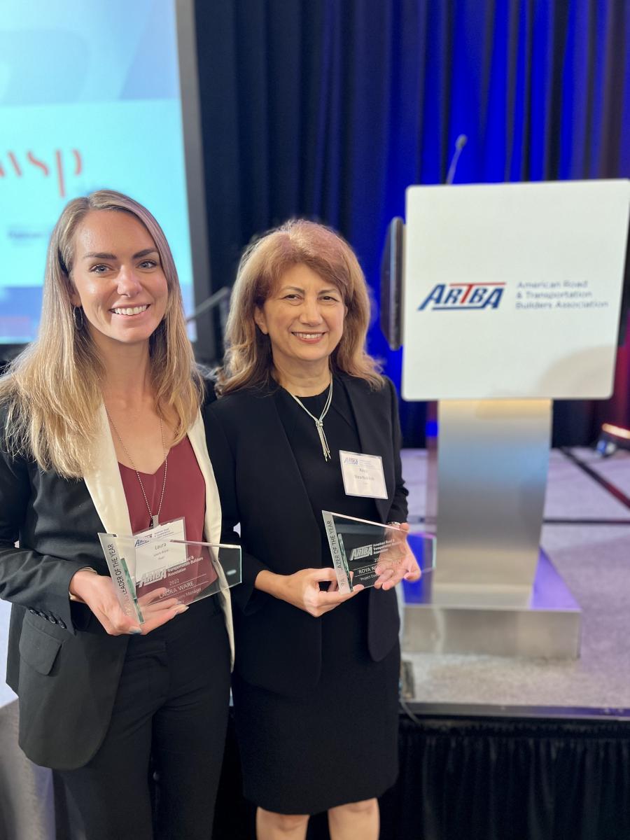 Fluor's Laura Ware (L) and Roya Noorbakhsh, both leaders working on the Los Angeles International Airport’s Automated People Mover project, were named Public-Private Partnership Champions of the Year by the American Road & Transportation Builders Association. (Photo courtesy of Business Wire)