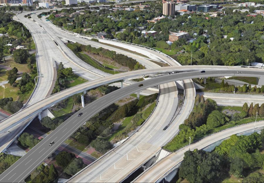 Lane Construction has won another contract in Florida, valued at $223 million, to improve the safety and operations of the I-275/I-4 Downtown Interchange in Tampa. (Lane Construction photo)