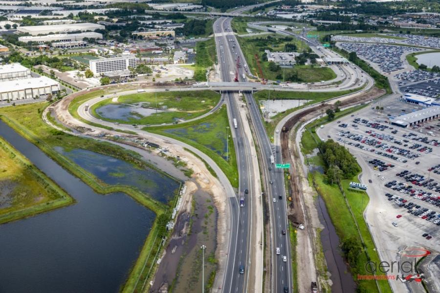 The project, which stretches 7 mi. from the Minneola Interchange to O’Brien Road, is part of Florida’s Turnpike Enterprise (FDOT) efforts to widen the Mainline Turnpike from Orlando to I-75. (Aerial Innovations photo)