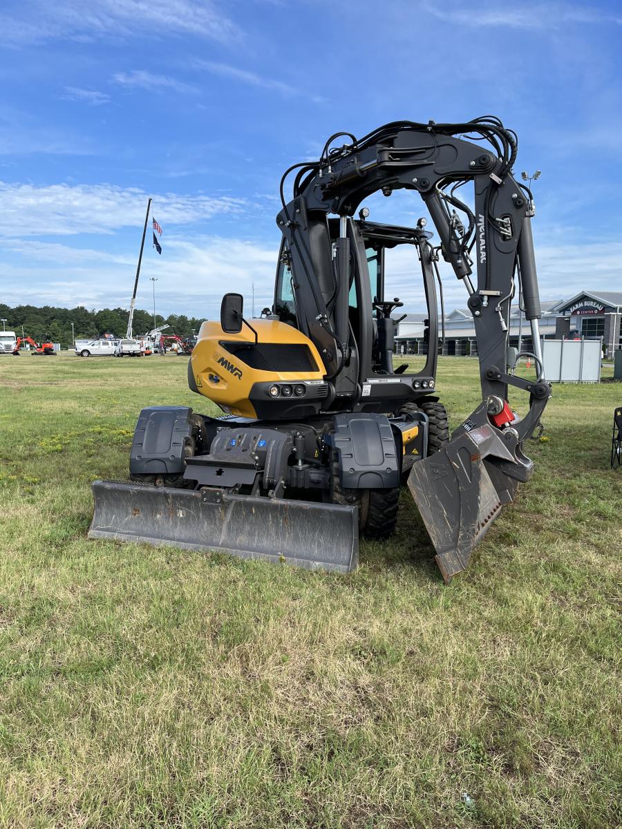 McClung-Logan displayed its Mecalac 9MWR excavator, a compact 9-ton wheel excavator with four steering wheels. (CEG photo)