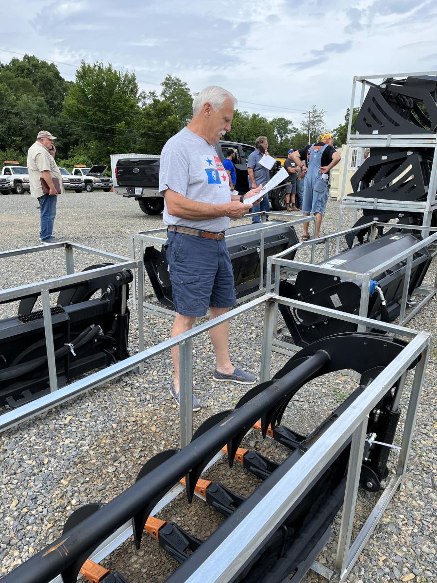 Steve Taylor of Sayco Systems in Salem, Va., builds cell towers all over the country. Today, he needed a few attachments for his fleet of compact track loaders and skid steers. (CEG photo)