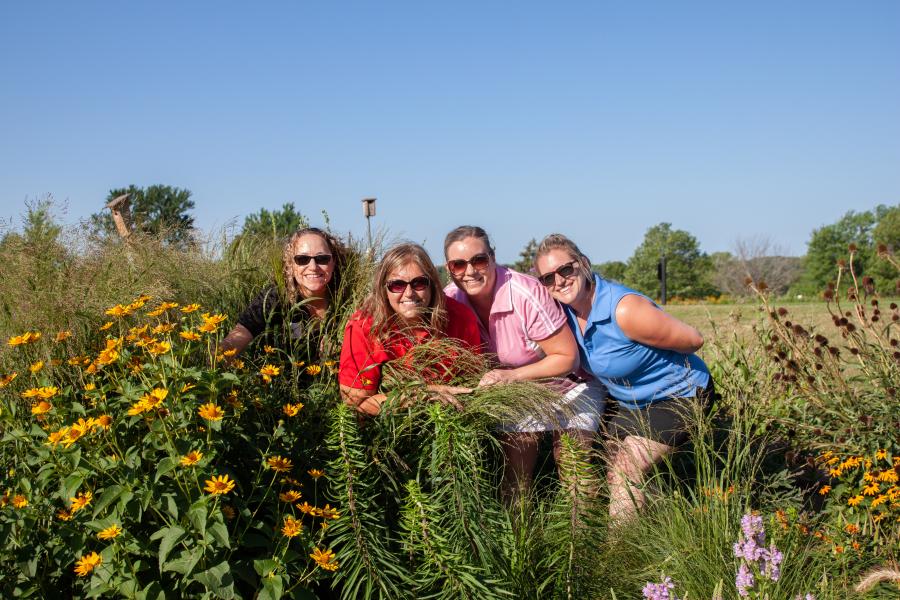 (L-R): Erika Scherman of MC Tool & Safety; Barb Lau of the Association of Women Contractors; Nikki Erickson of Kevnik Mortgage; and Kendra Kron of InSite Contracting, take time out of their golf game for a photo.
(AGC of Minnesota photo)