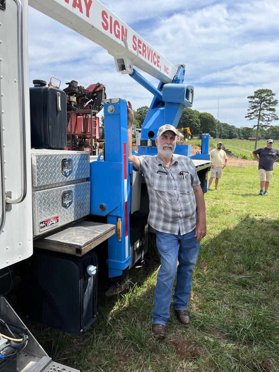 Tim Dillinger of Road One Truck Sales in Shelby, N.C., was the high bidder on this boom truck. (CEG photo)