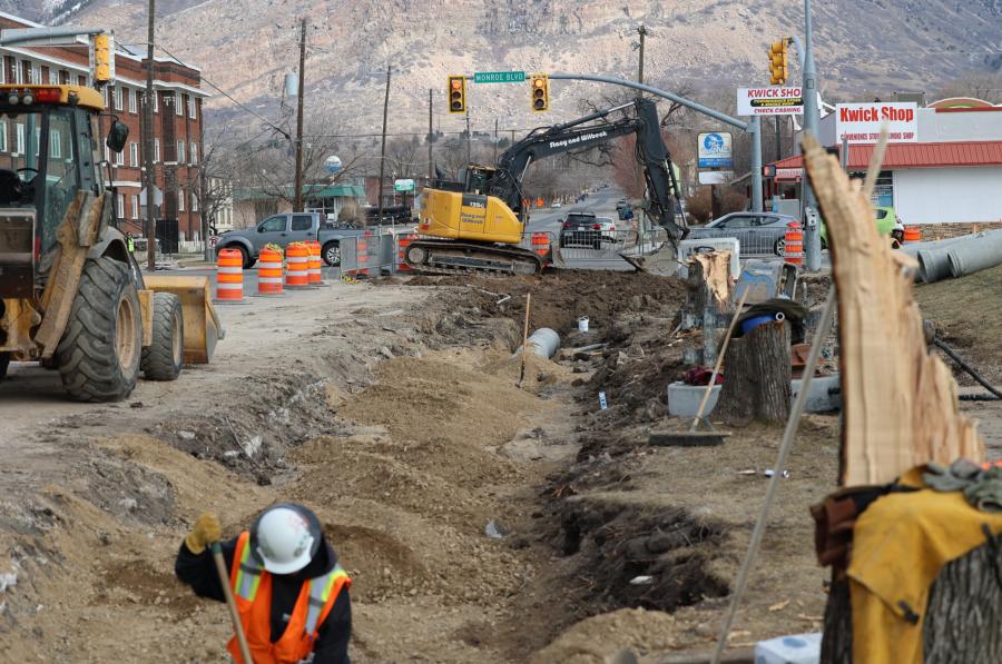 A new stop for the Ogden bus rapid transit system takes shape at the corner of 25th Street and Monroe Boulevard. It’s one of four areas along the BRT route targeted for potential redevelopment efforts.
(Photo courtesy of Stacey & Witbeck.)