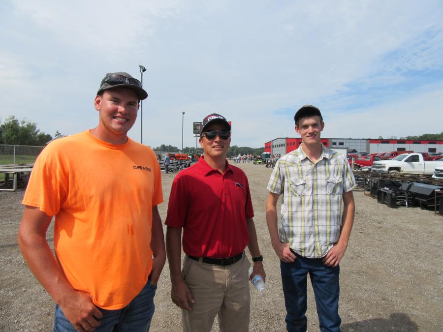 (L-R): Nick Ritchey of Clips and Cuts Lawn Care LLC caught up with RES Auction Services’ Andy White and Sam Ickert at the auction. (CEG photo)