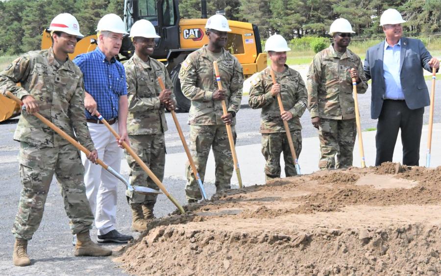 New York District Deputy Commander Col. Matthew Pride (L) participates in a ground-breaking ceremony at Fort Drum in northern New York marking the beginning of major renovations to the railhead there. (Photo courtesy of U.S. Army Corps of Engineers New York District website)