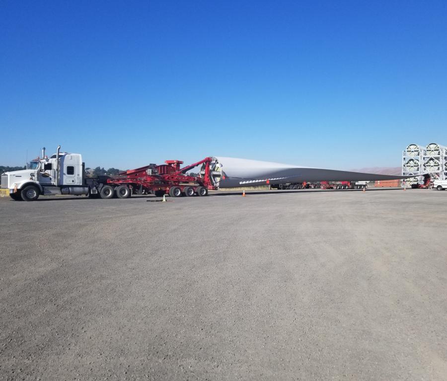 Richards Transportation is in the process of delivering windmill blades from Idaho to Canada, with the largest loads measuring up to 325 ft. long and weighing 137,000 lbs.
(Idaho Transportation Department photo)