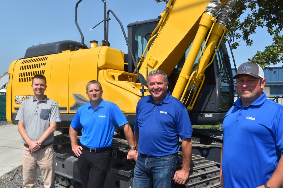 Robert H. Finke & Sons has been a Kobelco distributor for multiple decades and supplies some of New York’s largest contractors. (L-R) are Jared Finke of Robert H. Finke & Sons, and John Konkoski, Dave Donneral and Greg Dainey, all of Kobelco.
(CEG photo)