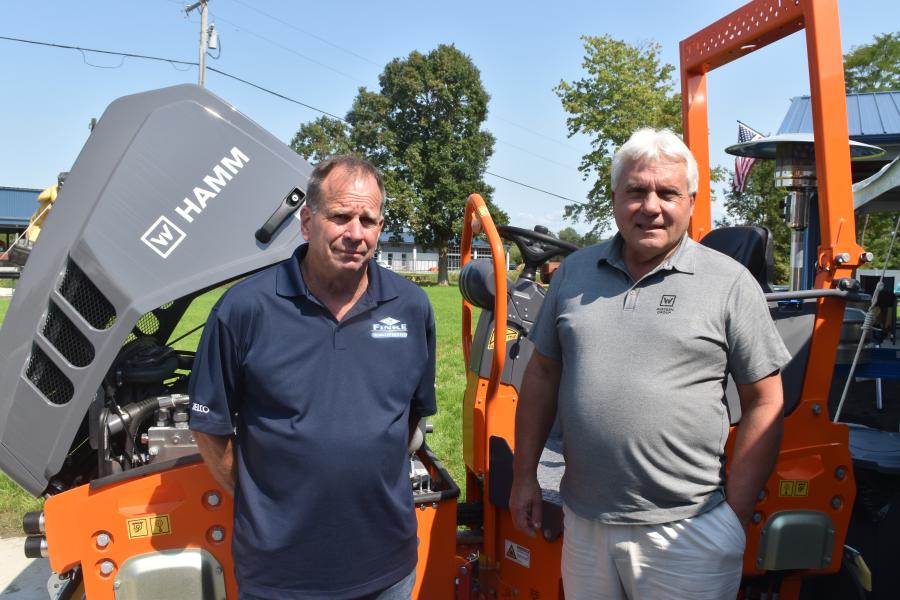 Robert H. Finke & Sons proudly represents the entire Wirtgen family of paving products, including Hamm, Vogele, Wirtgen milling machines and Kleemann aggregate products.  Dan Bauer (L), of Robert H. Finke & Sons and Dave Reposa of The Wirtgen Group were on hand to answer questions.
(CEG photo)