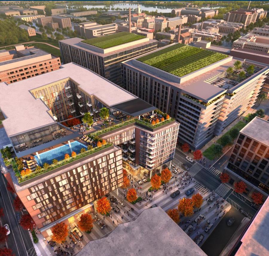 Howard and its partners will transform the 1.85-acre site, currently used as parking lots for the university, into a 10-story building with up to 500 residential units, 27,000 sq. ft. of retail and 246 below-grade parking spaces, including amenities for Howard’s community members. (Photo courtesy of The Dig)