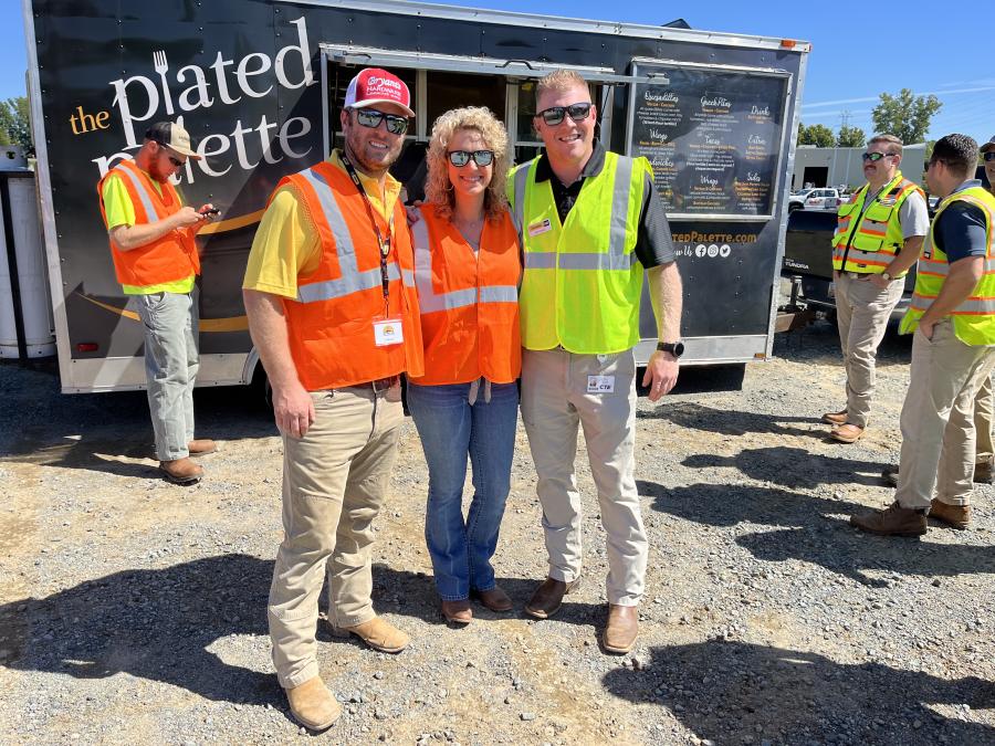 Carolina Cat also had a food truck on hand to provide everyone lunch. (L-R) are Davis and Lauren Lee, both of Central Carolina Hardscape & Drainage, and Josh Downs of Carolina Cat.
(CEG photo)