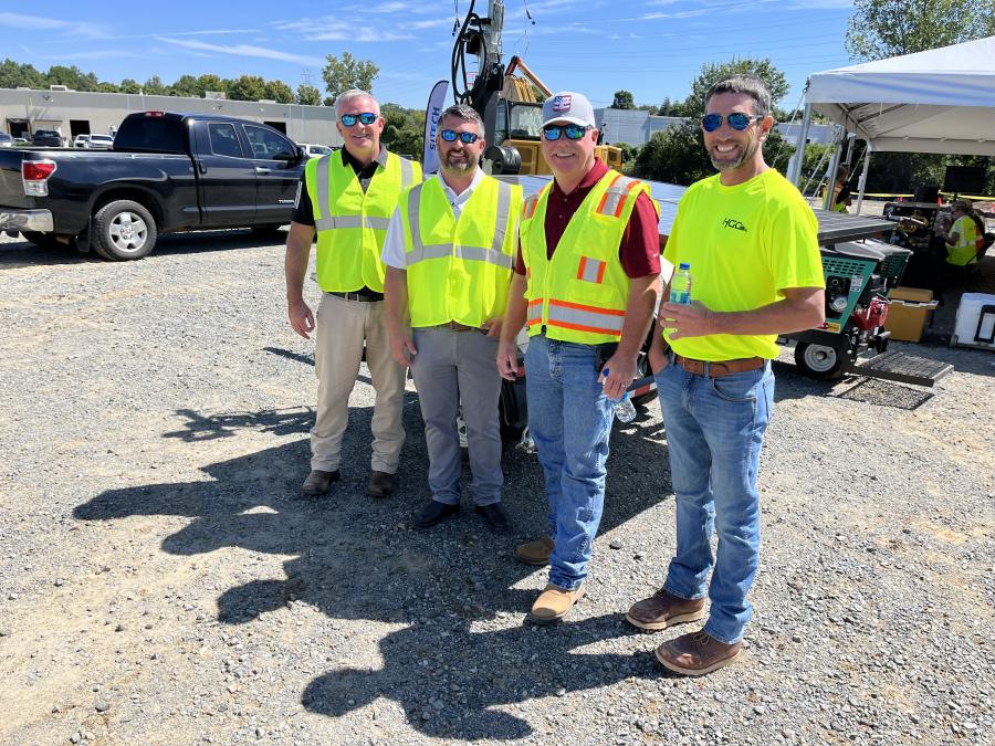 (L-R) are Tony Pennington and Rusty Like, both of Carolina Cat; and Mike Naylor and Eddie Rollings, both of Hoopaugh Grading Company in Charlotte.
(CEG photo)