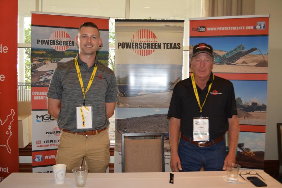 Stephen Devane (L) and Jake Cernoch represented Powerscreen Texas. They answered questions about company’s crushing, screening and washing equipment that includes brands like EvoQuip, CBI, Terex Washing, Komptech and MGL, as well as the well-known Powerscreen line. (CEG photo)