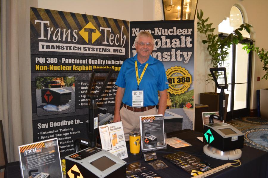 TransTech Systems Inc., a Latham, N.Y. company that sells non-nuclear asphalt density testing equipment, displayed its wares to TXAPA members.  John Lamond, TransTech sales manager of the western half of the United States, manned the booth. (CEG photo)