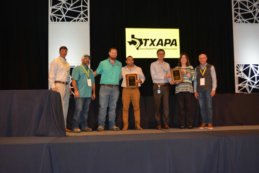 Century Asphalt and Texas Materials Group Inc. were both recognized for their work on U.S. 290 in Bastrop County. The Category was Specialty Mix Full Depth — Large. (CEG photo)