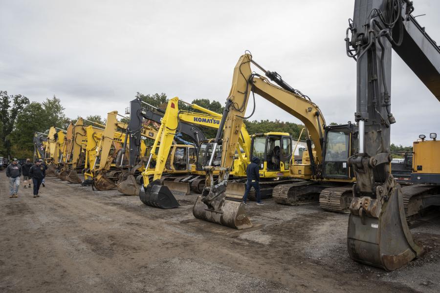 Hydraulic excavators from Caterpillar, Akerman, John Deere, Komatsu, Case and more. (CEG photo)