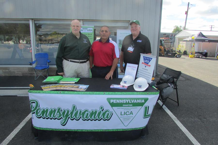 (L-R): Gerald Biuso, National LICA CEO; Eddy Mayen, executive director, LICA Educational Foundation for Veterans; and Steve Latimer, PA LICA board member and territory manager of Groff Tractor & Equipment, are ready to discuss the benefits of membership with attendees.
(CEG photo)