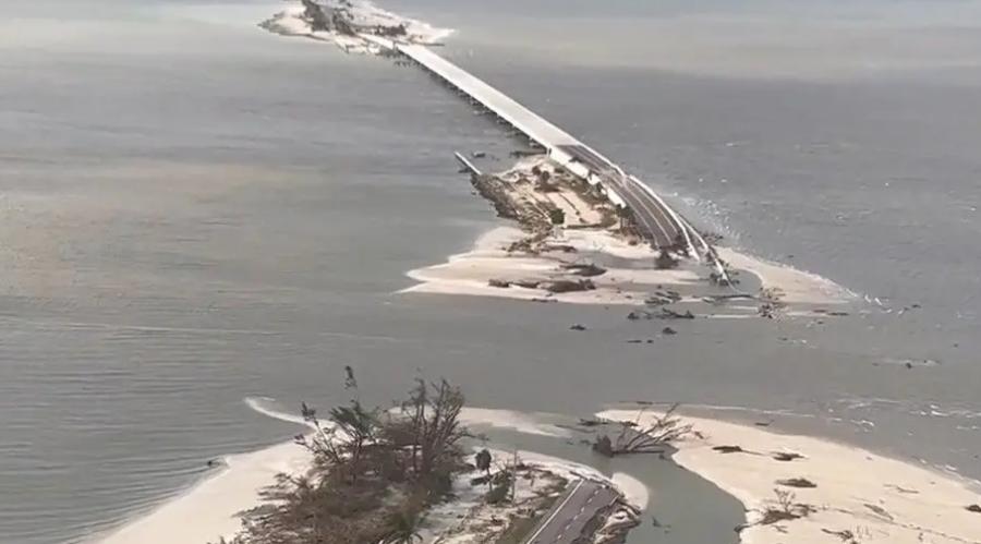 Sanibel Causeway sustained major damage during Hurricane Ian.
(Photo courtesy of Lee County Sheriff's Office)