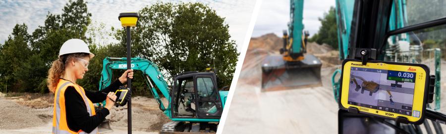 The iCON site excavator solution introduces three new components: a new software application, a new dual GNSS receiver and an optional communication device.