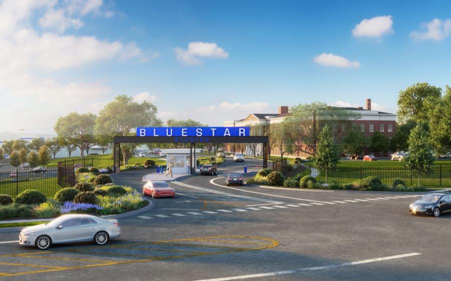 BlueStar will house 600,000 sq. ft. of production and office space along with 18 sound stages from 5,000- to 40,000-sq.-ft. in size. (Rendering courtesy of BlueStar Studios)